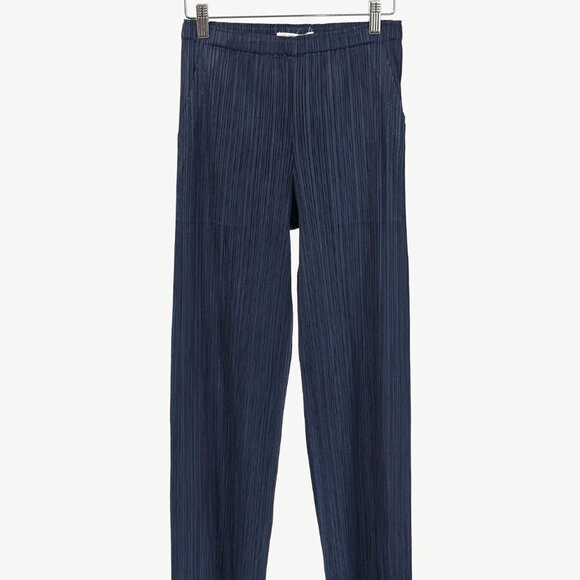 Pleats Please Issey Miyake Navy Straight-Leg Pants - Picture 1 of 7